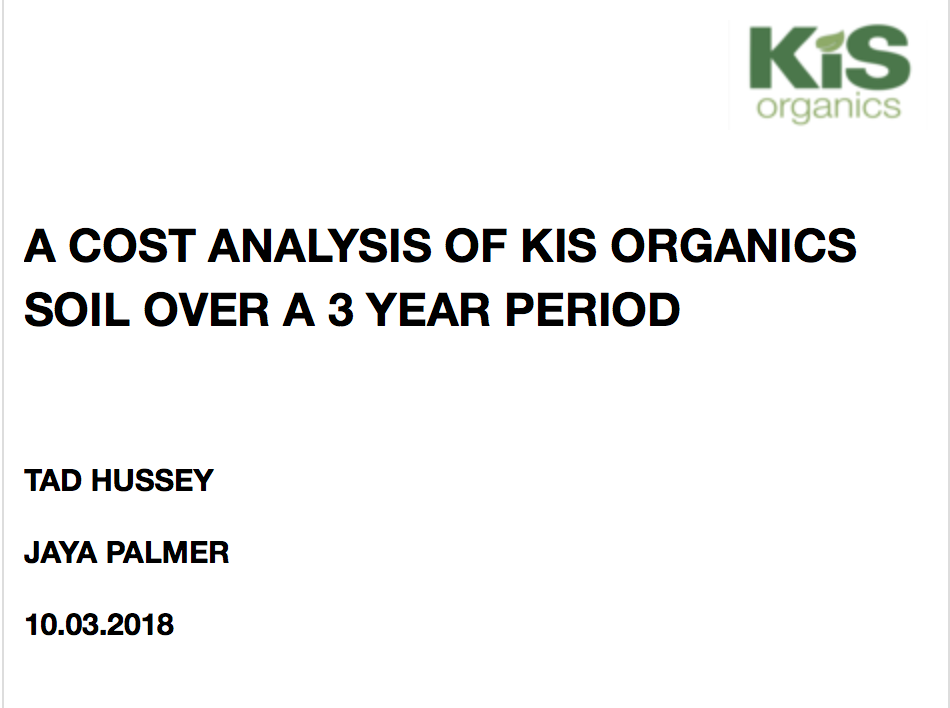 A COST ANALYSIS OF KIS ORGANICS SOIL OVER A 3 YEAR PERIOD