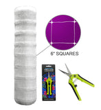 Common Culture Plastic Trellis Netting Bulk Roll 4 ft x 4,920 ft w/ 6 in Squares + Trojan 2 Inch Straight Scissors