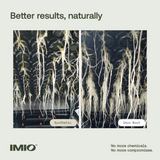 Imio Root versus synthetic rooting gel comparison infographic.