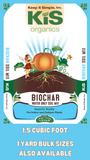 KIS Organics Biochar Water Only Soil Mix, 1.5 cubic foot bag front label.