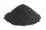 Pile of dark African nightcrawler earthworm castings on a white background.