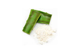 Cut aloe vera leaf with white aloe powder