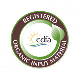 CDFA Registered Organic Input Material certification seal for KIS Organics.