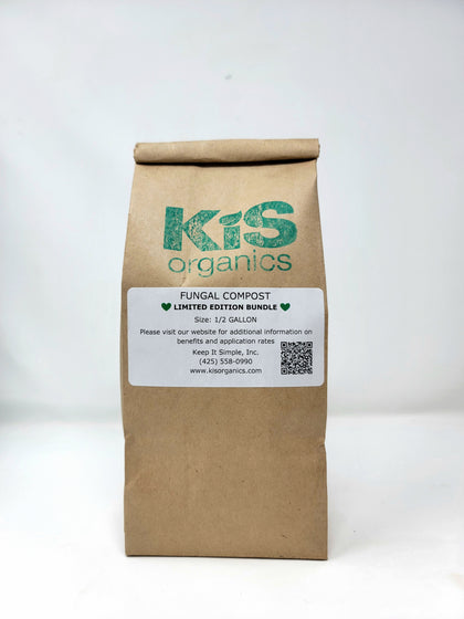 Kraft paper bag of KiS Fungal Compost, limited edition half gallon bundle.