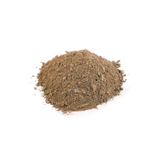 Pile of brown glacial rock dust on a white background