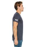 Navy KiS Organics short sleeve t-shirt, side view with sleeve logo
