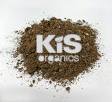 Pile of KiS Seed Starter Mix, a light brown blend of peat, coco coir and compost.