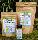 Plant Probiotics product line, including the resealable pouch and shaker jar.