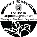 Washington State Department of Agriculture registered material for use in organic agriculture logo.
