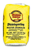 Yellow bag of Yellowstone disintegrating sulfur granules